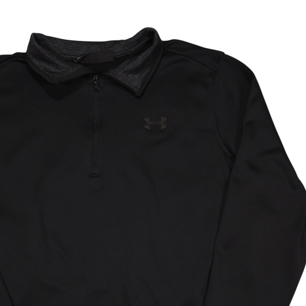 Under Armour ColdGear Mens Large Black Quarter Zip Pullover Fleece Shirt Loose